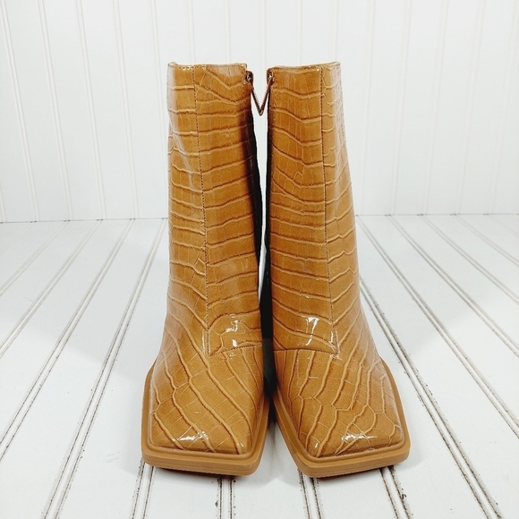 NEW Circus by Sam Edelman Brown Square Toe Block Chunky Heel Ankle Boots M23 - Picture 3 of 10